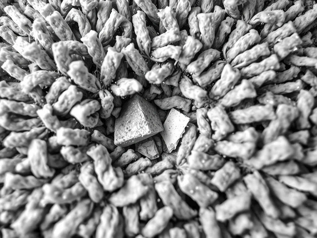 Mikrostruktura koberce po běžném úklidu s nečistotami