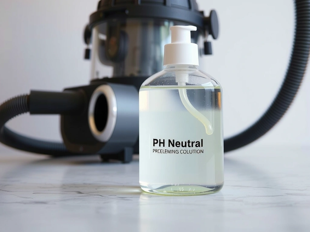 Čisticí prostředek v originální lahvi na mramorové desce